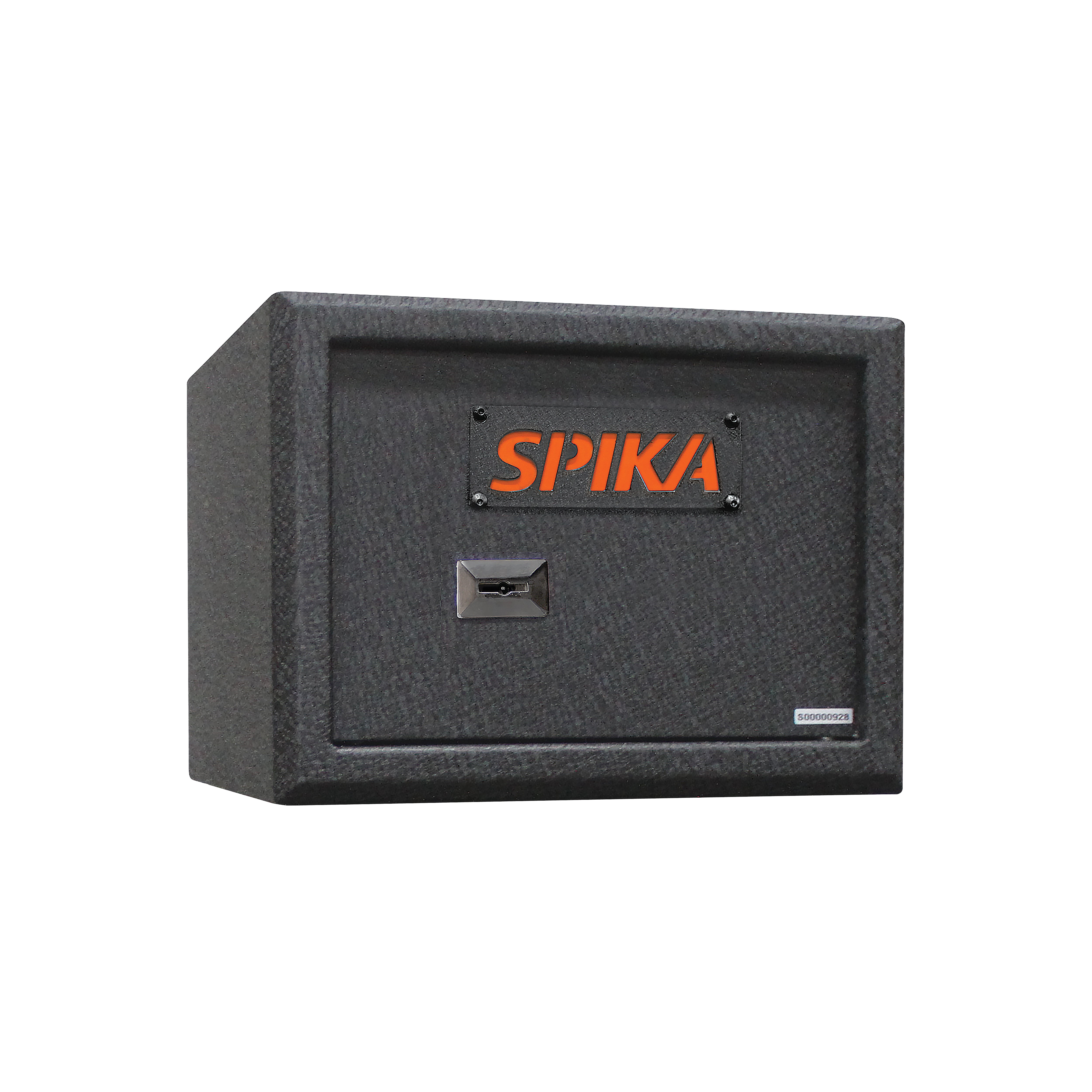 Black safe box with Spika branding on a white background