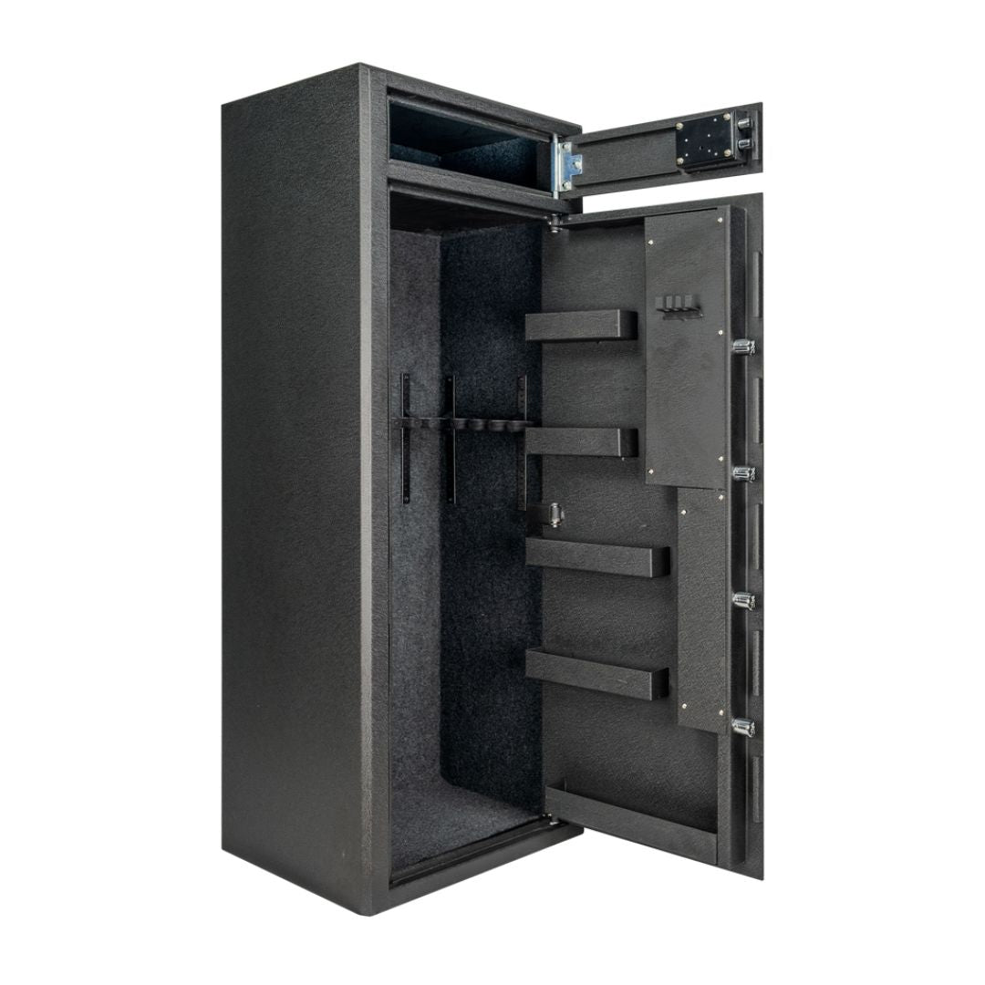 Spika S4 Gunsafe rotated doors open on a white background