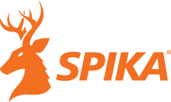 Orange SPIKA logo with a deer head design on a white background