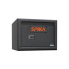 Black safe box with Spika branding on a white background