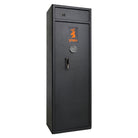 Black safe with a logo on a white background