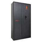 Black safe with Spika logo on a white background