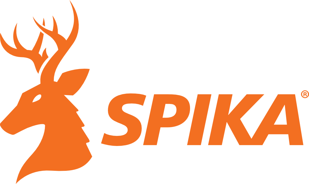Orange SPIKA logo with a deer head design on a white background